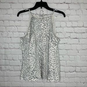 Ann Taylor Womens 12 White Gray Animal Print Sequins Halter Top Size 10 M